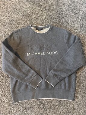 Michael Kors Men's Gray Logo Crewneck Sweatshirt